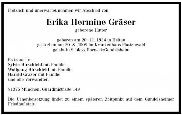 Hutter Erika Hermine 1924-2008Todesanzeige